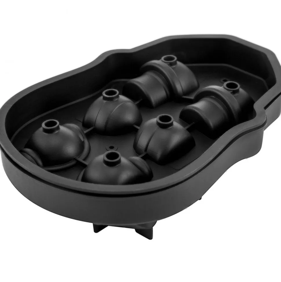 VEVOR Skull Ice Cube Tray, 6-Grid Skull Ice Ball Maker, Flexible Black Silicone Ice Tray with Lid & Funnel, Skull Ice Cubes in 3 Distinct Patterns for Beverages & Chocolates on Parties & Holidays