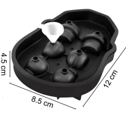 VEVOR Skull Ice Cube Tray, 6-Grid Skull Ice Ball Maker, Flexible Black Silicone Ice Tray with Lid & Funnel, Skull Ice Cubes in 3 Distinct Patterns for Beverages & Chocolates on Parties & Holidays