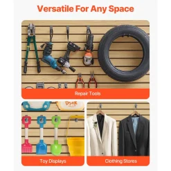 VEVOR Slat Wall Paneling, 4 x 4ft, MDF Garage Slatwall with Modular Design, Natural Slat Wall Easy-to-Install Adjustable Slatwall Panel with Coupling Structure & DIY Cutting, Fit for Storage & Display