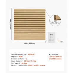 VEVOR Slat Wall Paneling, 4 x 4ft, MDF Garage Slatwall with Modular Design, Natural Slat Wall Easy-to-Install Adjustable Slatwall Panel with Coupling Structure & DIY Cutting, Fit for Storage & Display