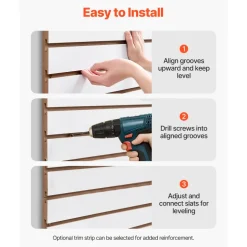 VEVOR Slat Wall Paneling, 4 x 4 ft, MDF Garage Slatwall with Modular Design, White Slat Wall Easy-to-Install Adjustable Slatwall Panel with Coupling Structure & DIY Cutting, Fits for Storage & Display