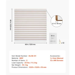 VEVOR Slat Wall Paneling, 4 x 4 ft, MDF Garage Slatwall with Modular Design, White Slat Wall Easy-to-Install Adjustable Slatwall Panel with Coupling Structure & DIY Cutting, Fits for Storage & Display