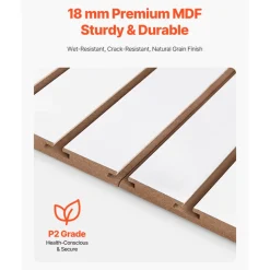 VEVOR Slat Wall Paneling, 4 x 4 ft, MDF Garage Slatwall with Modular Design, White Slat Wall Easy-to-Install Adjustable Slatwall Panel with Coupling Structure & DIY Cutting, Fits for Storage & Display
