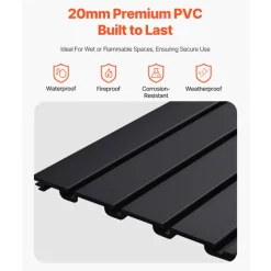 VEVOR Slat Wall Paneling, 8 x 4 ft, PVC Garage Slatwall with Modular Design, Black Slat Wall Easy-to-Install Adjustable Slatwall Panel with Coupling Structure & DIY Cutting, Fits for Storage & Display