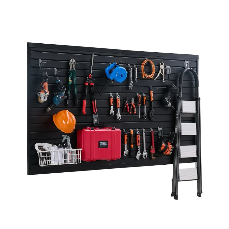 VEVOR Slat Wall Paneling, 8 x 4 ft, PVC Garage Slatwall with Modular Design, Black Slat Wall Easy-to-Install Adjustable Slatwall Panel with Coupling Structure & DIY Cutting, Fits for Storage & Display