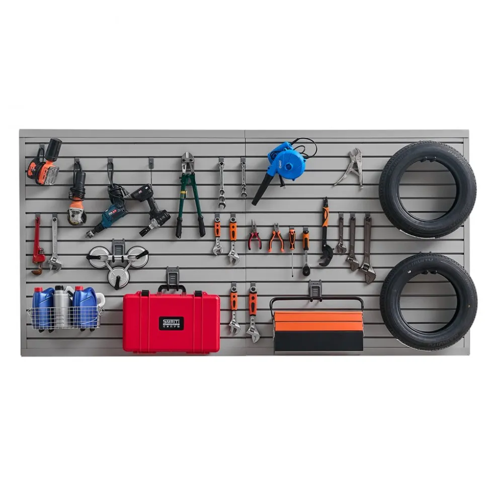 VEVOR Slat Wall Paneling, 8 x 4 ft, PVC Garage Slatwall with Modular Design, Grey Slat Wall Easy-to-Install Adjustable Slatwall Panel with Coupling Structure & DIY Cutting, Fits for Storage & Display