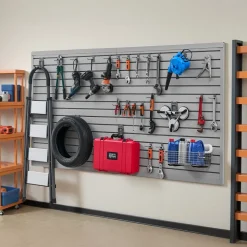 VEVOR Slat Wall Paneling, 8 x 4 ft, PVC Garage Slatwall with Modular Design, Grey Slat Wall Easy-to-Install Adjustable Slatwall Panel with Coupling Structure & DIY Cutting, Fits for Storage & Display