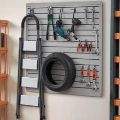 VEVOR Slat Wall Paneling, 4 x 4 ft, PVC Garage Slatwall with Modular Design, Grey Slat Wall Easy-to-Install Adjustable Slatwall Panel with Coupling Structure & DIY Cutting, Fits for Storage & Display