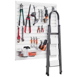 VEVOR Slat Wall Paneling, 4 x 4 ft, PVC Garage Slatwall with Modular Design, White Slat Wall Easy-to-Install Adjustable Slatwall Panel with Coupling Structure & DIY Cutting, Fits for Storage & Display