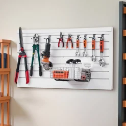 VEVOR Slat Wall Paneling, 2 x 4 ft, PVC Garage Slatwall with Modular Design, White Slat Wall Easy-to-Install Adjustable Slatwall Panel with Coupling Structure & DIY Cutting, Fits for Storage & Display