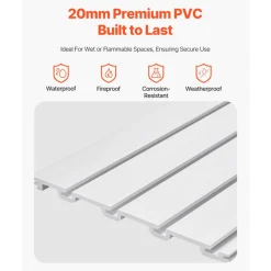 VEVOR Slat Wall Paneling, 2 x 4 ft, PVC Garage Slatwall with Modular Design, White Slat Wall Easy-to-Install Adjustable Slatwall Panel with Coupling Structure & DIY Cutting, Fits for Storage & Display
