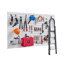 VEVOR Slat Wall Paneling, 8 x 4 ft, PVC Garage Slatwall with Modular Design, White Slat Wall Easy-to-Install Adjustable Slatwall Panel with Coupling Structure & DIY Cutting, Fits for Storage & Display