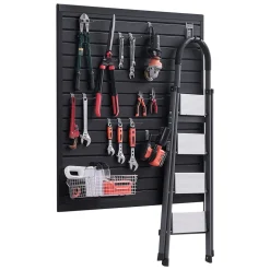 VEVOR Slat Wall Paneling, 4 x 4 ft, PVC Garage Slatwall with Modular Design, Black Slat Wall Easy-to-Install Adjustable Slatwall Panel with Coupling Structure & DIY Cutting, Fits for Storage & Display