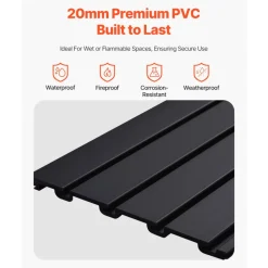 VEVOR Slat Wall Paneling, 4 x 4 ft, PVC Garage Slatwall with Modular Design, Black Slat Wall Easy-to-Install Adjustable Slatwall Panel with Coupling Structure & DIY Cutting, Fits for Storage & Display