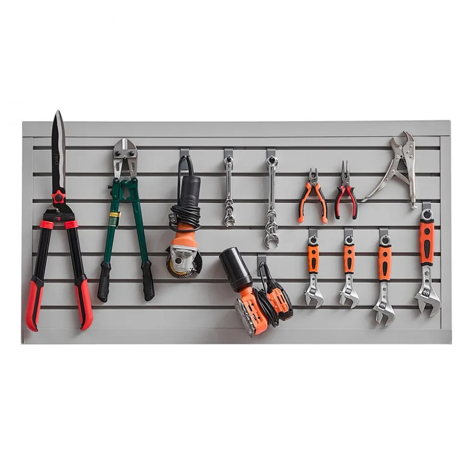 VEVOR Slat Wall Paneling, 2 x 4 ft, PVC Garage Slatwall with Modular Design, Grey Slat Wall Easy-to-Install Adjustable Slatwall Panel with Coupling Structure & DIY Cutting, Fits for Storage & Display