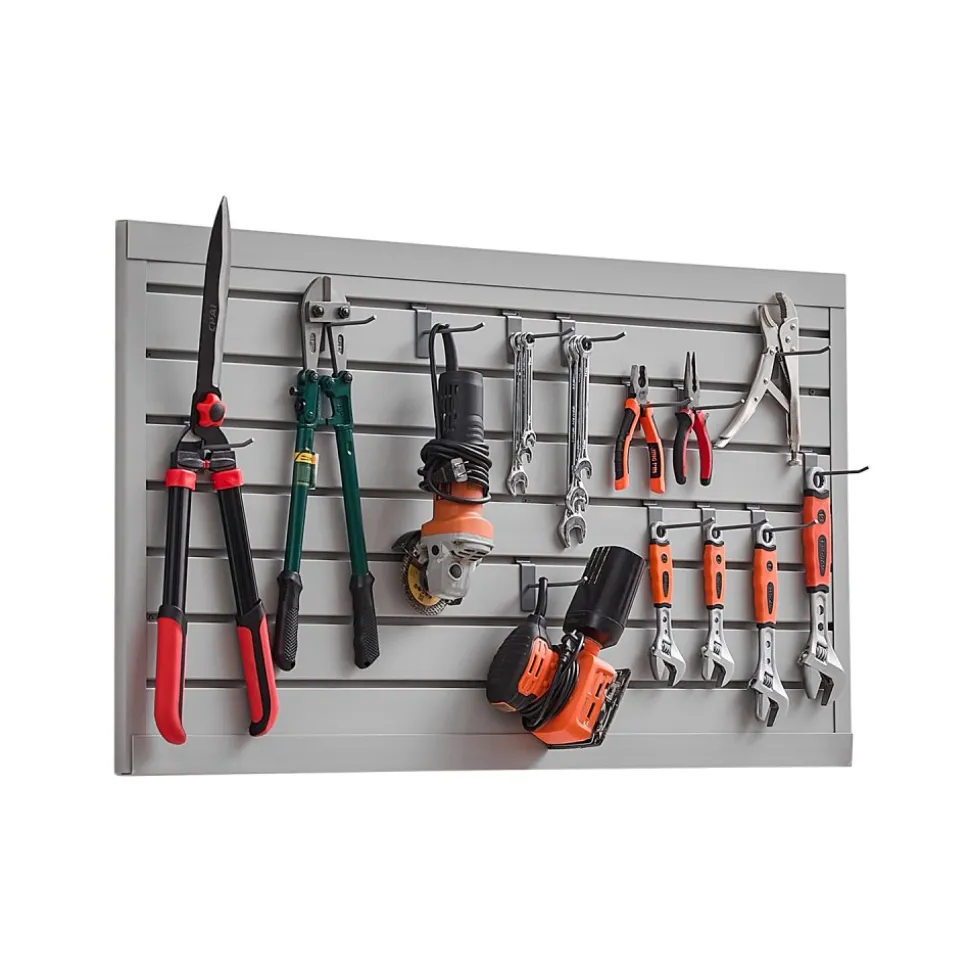 VEVOR Slat Wall Paneling, 2 x 4 ft, PVC Garage Slatwall with Modular Design, Grey Slat Wall Easy-to-Install Adjustable Slatwall Panel with Coupling Structure & DIY Cutting, Fits for Storage & Display