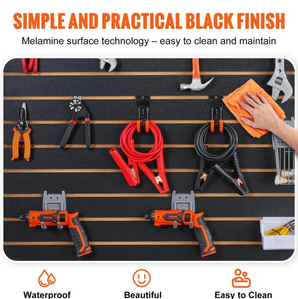 VEVOR Slatwall Panels, 4 ft x 2 ft Black Garage Wall Panels 24"H x 48"L (Set of 2 Panels), Heavy Duty Garage Wall Organizer Panels Display for Retail Store, Garage Wall, and Craft Storage Organization