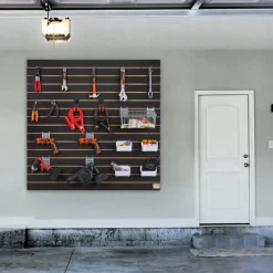 VEVOR Slatwall Panels, 4 ft x 2 ft Black Garage Wall Panels 24"H x 48"L (Set of 2 Panels), Heavy Duty Garage Wall Organizer Panels Display for Retail Store, Garage Wall, and Craft Storage Organization