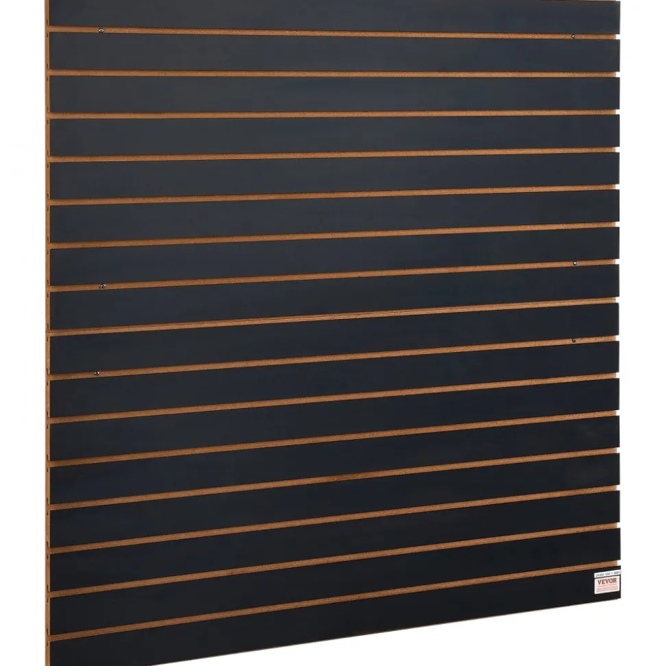 VEVOR Slatwall Panels, 4 ft x 2 ft Black Garage Wall Panels 24"H x 48"L (Set of 2 Panels), Heavy Duty Garage Wall Organizer Panels Display for Retail Store, Garage Wall, and Craft Storage Organization