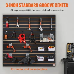 VEVOR Slatwall Panels, 4 ft x 2 ft Black Garage Wall Panels 24