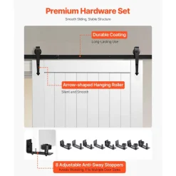 VEVOR Sliding Barn Door, 42 x 84 inch, High-Strength MDF Panel, Barn Door with Hardware Kit, Water-Proof PVC Surface, Easy to Install, H-Frame, Smoothly and Quietly Sliding for Living Room, Bathroom