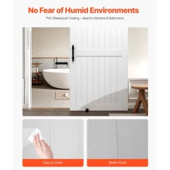 VEVOR Sliding Barn Door, 42 x 84 inch, High-Strength MDF Panel, Barn Door with Hardware Kit, Water-Proof PVC Surface, Easy to Install, H-Frame, Smoothly and Quietly Sliding for Living Room, Bathroom