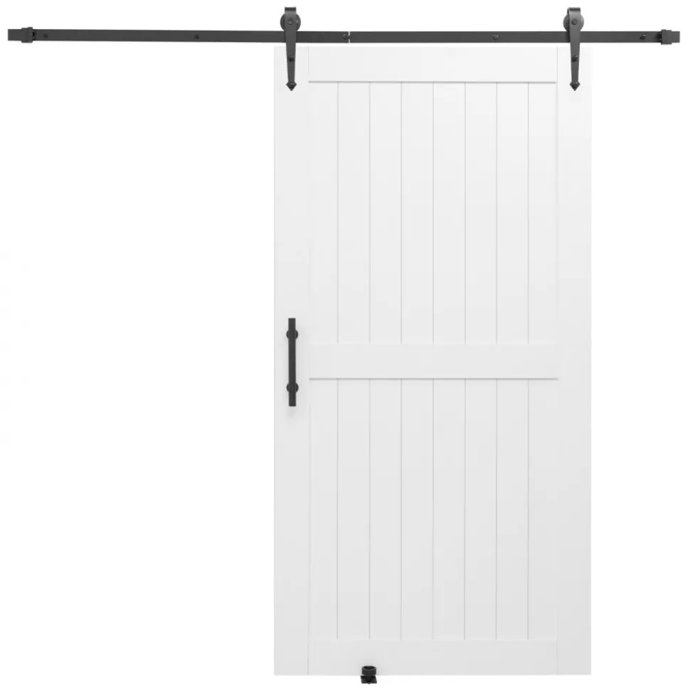 VEVOR Sliding Barn Door, 42 x 84 inch, High-Strength MDF Panel, Barn Door with Hardware Kit, Water-Proof PVC Surface, Easy to Install, H-Frame, Smoothly and Quietly Sliding for Living Room, Bathroom