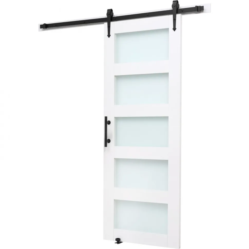 VEVOR Sliding Barn Door, 36 x 84 inch, High-Strength MDF Panel, Barn Door with Hardware Kit, Water-Proof PVC Surface, Easy to Install, H-Frame, Smoothly and Quietly Sliding for Living Room, Bathroom
