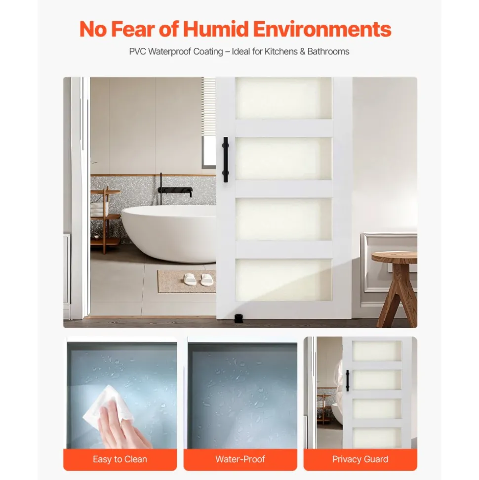 VEVOR Sliding Barn Door, 36 x 84 inch, High-Strength MDF Panel, Barn Door with Hardware Kit, Water-Proof PVC Surface, Easy to Install, H-Frame, Smoothly and Quietly Sliding for Living Room, Bathroom