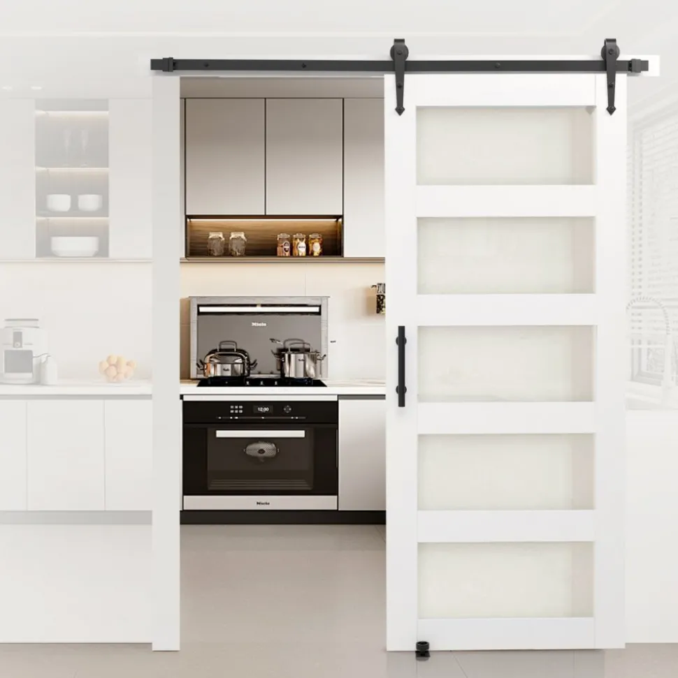 VEVOR Sliding Barn Door, 36 x 84 inch, High-Strength MDF Panel, Barn Door with Hardware Kit, Water-Proof PVC Surface, Easy to Install, H-Frame, Smoothly and Quietly Sliding for Living Room, Bathroom