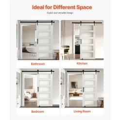VEVOR Sliding Barn Door, 36 x 84 inch, High-Strength MDF Panel, Barn Door with Hardware Kit, Water-Proof PVC Surface, Easy to Install, H-Frame, Smoothly and Quietly Sliding for Living Room, Bathroom