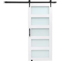 VEVOR Sliding Barn Door, 36 x 84 inch, High-Strength MDF Panel, Barn Door with Hardware Kit, Water-Proof PVC Surface, Easy to Install, H-Frame, Smoothly and Quietly Sliding for Living Room, Bathroom