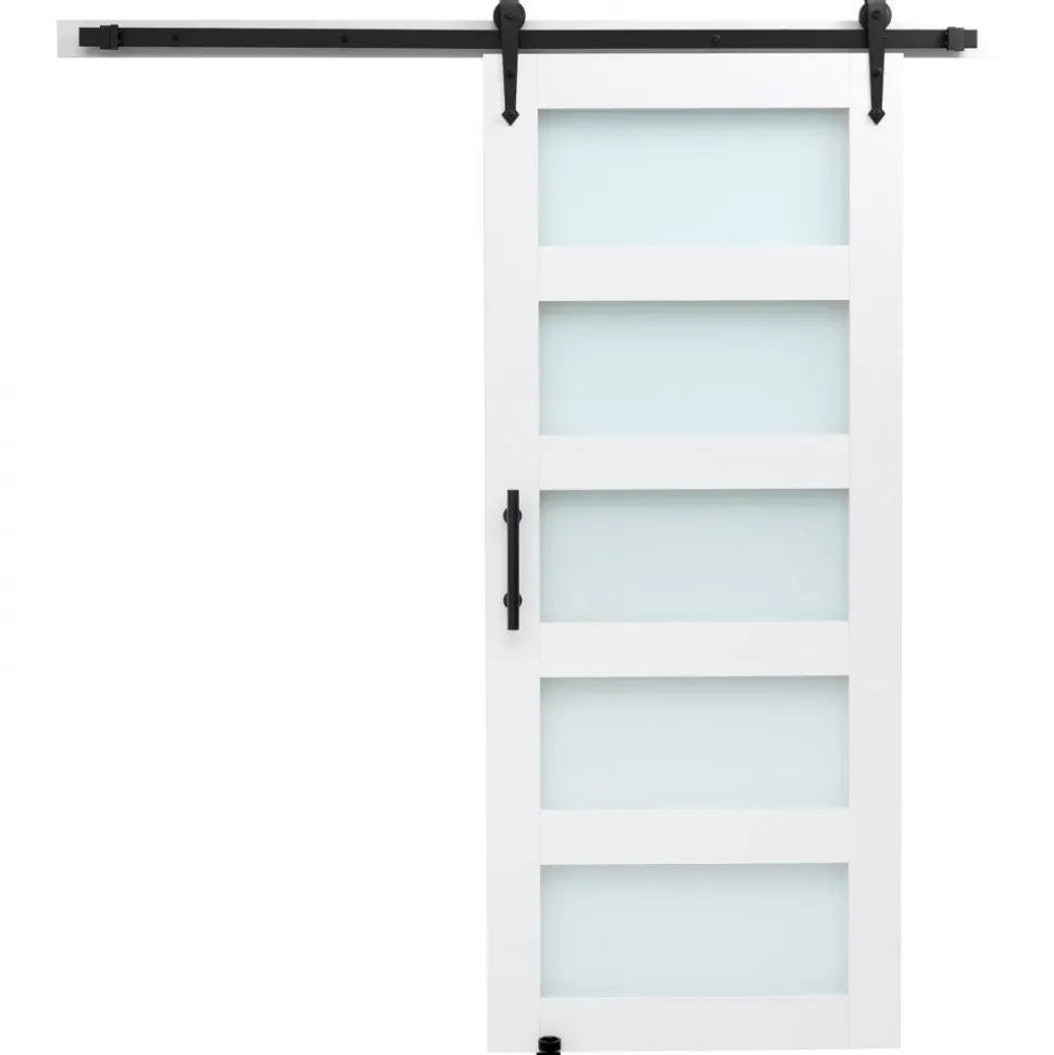 VEVOR Sliding Barn Door, 36 x 84 inch, High-Strength MDF Panel, Barn Door with Hardware Kit, Water-Proof PVC Surface, Easy to Install, H-Frame, Smoothly and Quietly Sliding for Living Room, Bathroom