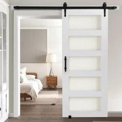 VEVOR Sliding Barn Door, 36 x 84 inch, High-Strength MDF Panel, Barn Door with Hardware Kit, Water-Proof PVC Surface, Easy to Install, H-Frame, Smoothly and Quietly Sliding for Living Room, Bathroom