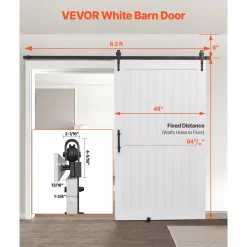 VEVOR Sliding Barn Door, 48 x 84 inch, High-Strength MDF Panel, Barn Door with Hardware Kit, Water-Proof PVC Surface, Easy to Install, H-Frame, Smoothly and Quietly Sliding for Living Room, Bathroom