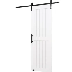 VEVOR Sliding Barn Door, 30 x 84 inch, High-Strength MDF Panel, Barn Door with Hardware Kit, Water-Proof PVC Surface, Easy to Install, H-Frame, Smoothly and Quietly Sliding for Living Room, Bathroom