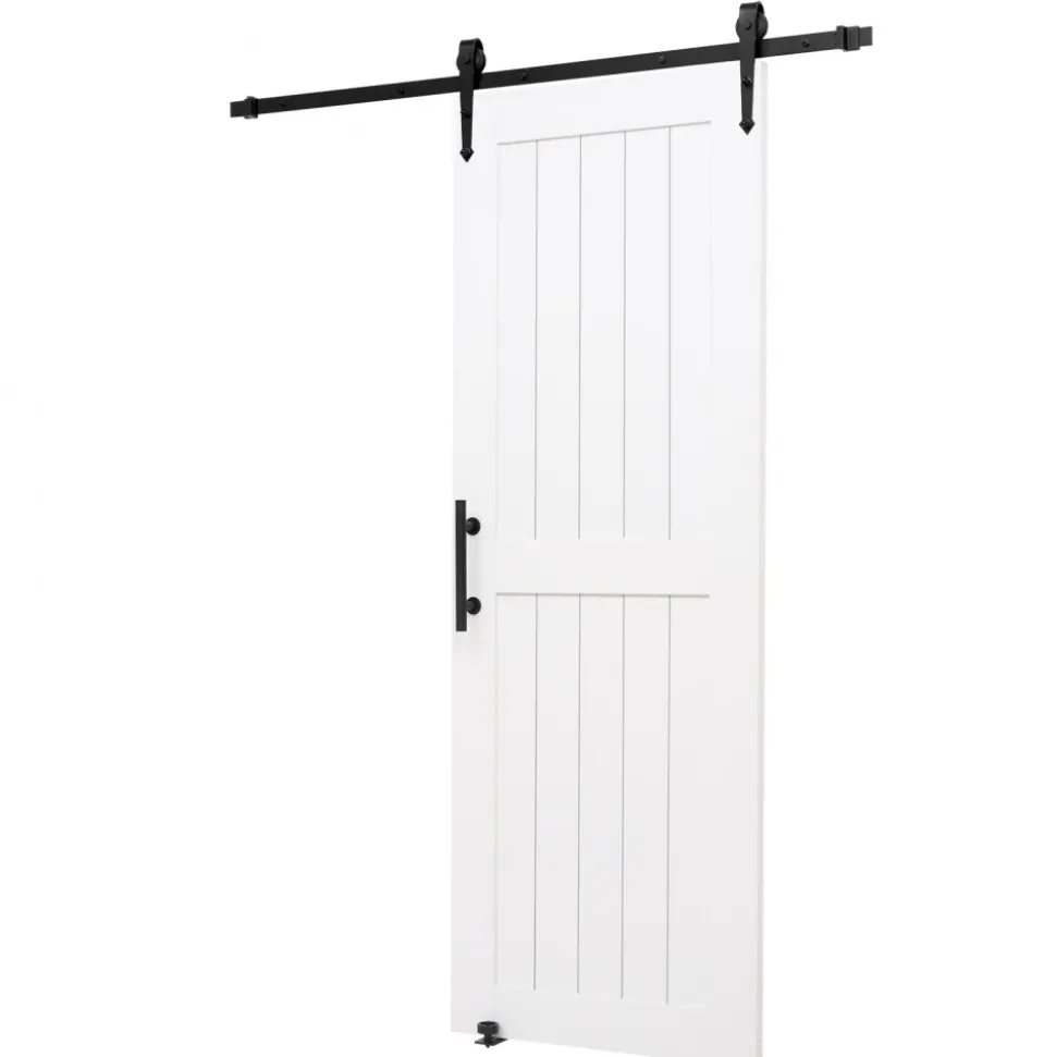 VEVOR Sliding Barn Door, 30 x 84 inch, High-Strength MDF Panel, Barn Door with Hardware Kit, Water-Proof PVC Surface, Easy to Install, H-Frame, Smoothly and Quietly Sliding for Living Room, Bathroom