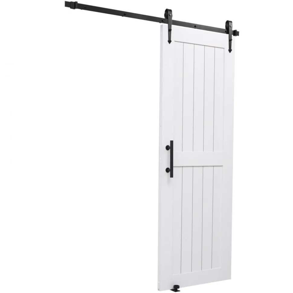 VEVOR Sliding Barn Door, 30 x 84 inch, High-Strength MDF Panel, Barn Door with Hardware Kit, Water-Proof PVC Surface, Easy to Install, H-Frame, Smoothly and Quietly Sliding for Living Room, Bathroom