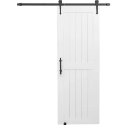 VEVOR Sliding Barn Door, 30 x 84 inch, High-Strength MDF Panel, Barn Door with Hardware Kit, Water-Proof PVC Surface, Easy to Install, H-Frame, Smoothly and Quietly Sliding for Living Room, Bathroom