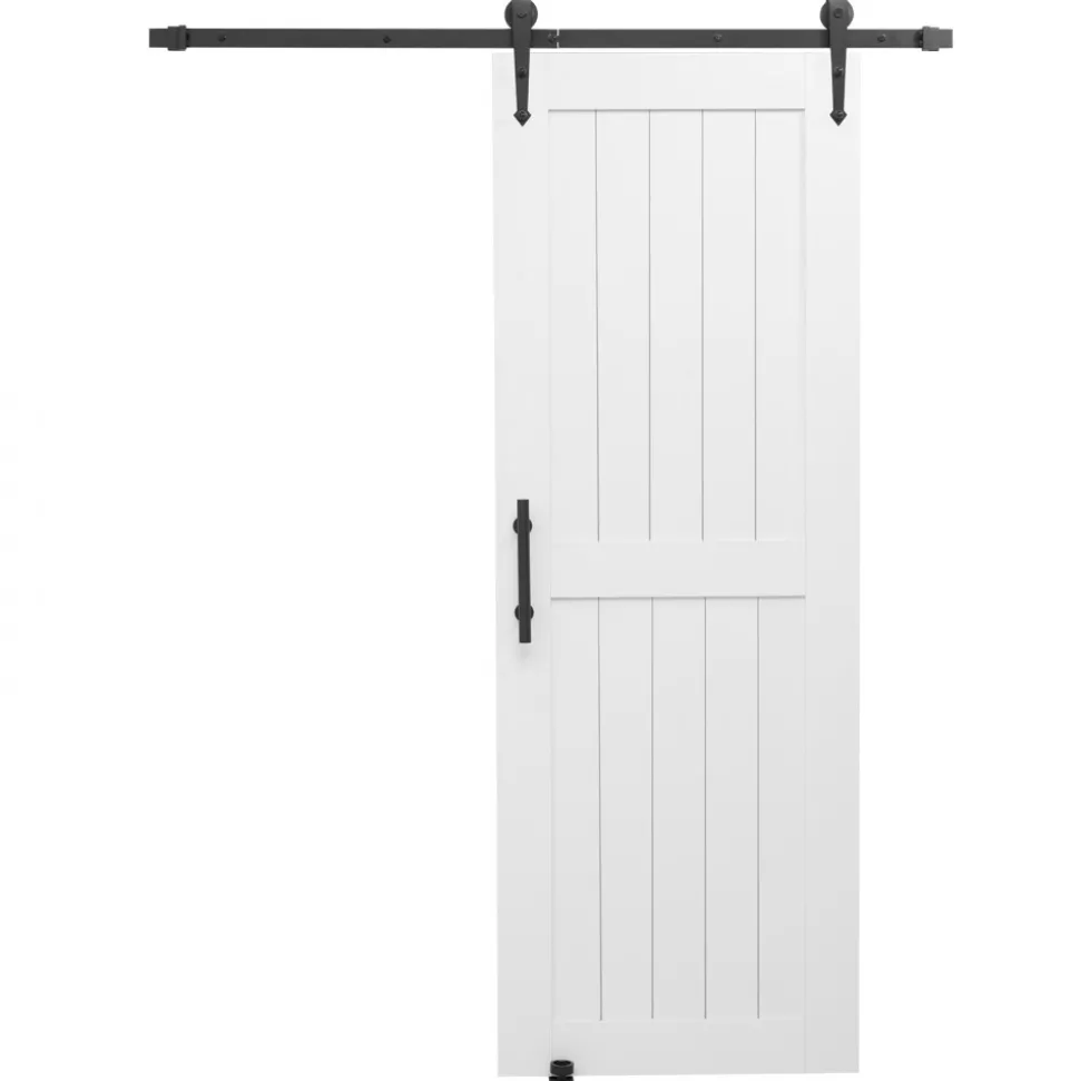 VEVOR Sliding Barn Door, 30 x 84 inch, High-Strength MDF Panel, Barn Door with Hardware Kit, Water-Proof PVC Surface, Easy to Install, H-Frame, Smoothly and Quietly Sliding for Living Room, Bathroom