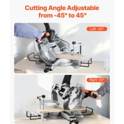 VEVOR Sliding Compound Miter Saw, 10-Inch Blade, 15 Amp Motor, 60-Tooth, Corded Double Bevel Sliding Miter Saw, LED Precision Alignment, Angle Adjustable, for Wood, Composite Decking, Laminates