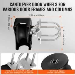 VEVOR Sliding Gate Kit, Rolling Gate Hardware Kit w/ U-Shaped Wheel Groove for Cantilever Sliding Gates and Rolling Door, Sliding Gate Rollers 4 Track Wheels w/ Cover, Heavy Duty Sliding Roller,Black