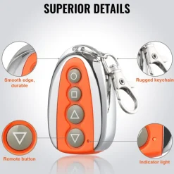 VEVOR Sliding Gate Opener Remote, 131 ft Range, 4-Button Automatic Gate Opener Remote, Remotes for Garage Door Openers, Multi-Code Electric Rolling Driveway-Gate Closer Smart Key Security Kit