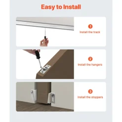 VEVOR Sliding Pocket Door Hardware Track Kit, 44.69" Pocket Door Track Kit with Soft Close Mechanism for Smooth and Quiet Sliding, Easy to Install, for 1" to 1 3/4" Thickness 24" Width Single Door