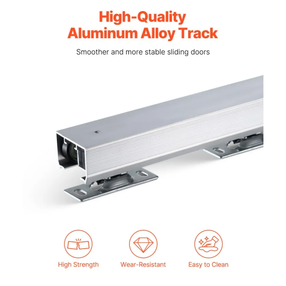 VEVOR Sliding Pocket Door Hardware Track Kit, 5.73 ft Heavy Duty Pocket Door Hardware Kit, Commercial Grade Pocket Door Hardware and Track Set for 24"-36" Wide Single Door, Smoothly and Easy to Install