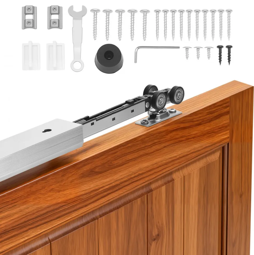 VEVOR Sliding Pocket Door Hardware Track Kit, 68.74" Pocket Door Track Kit with Soft Close Mechanism for Smooth and Quiet Sliding, Easy to Install, for 1" to 1 3/4" Thickness 36" Width Single Door