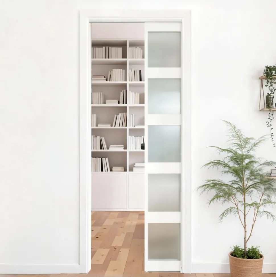 VEVOR Sliding Pocket Door Hardware Track Kit, 56.73" Pocket Door Track Kit with Soft Close Mechanism for Smooth and Quiet Sliding, Easy to Install, for 1" to 1 3/4" Thickness 30" Width Single Door