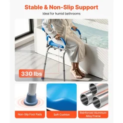 VEVOR Sliding Shower Chair, 330 lbs Tub Transfer Bench for Bathtub with Swivel Seat, Padded Shower Bench with Pivoting Arms and Backrest, Height Adjustable for Handicap, Seniors, Elderly and Disabled