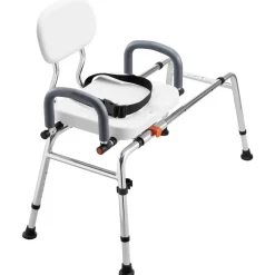 VEVOR Sliding Shower Chair, 400 lbs Tub Transfer Bench for Bathtub with Swivel Seat, Shower Bench with Pivoting Arms and Backrest, Height & Width Adjustable for Handicap, Seniors, Elderly and Disabled