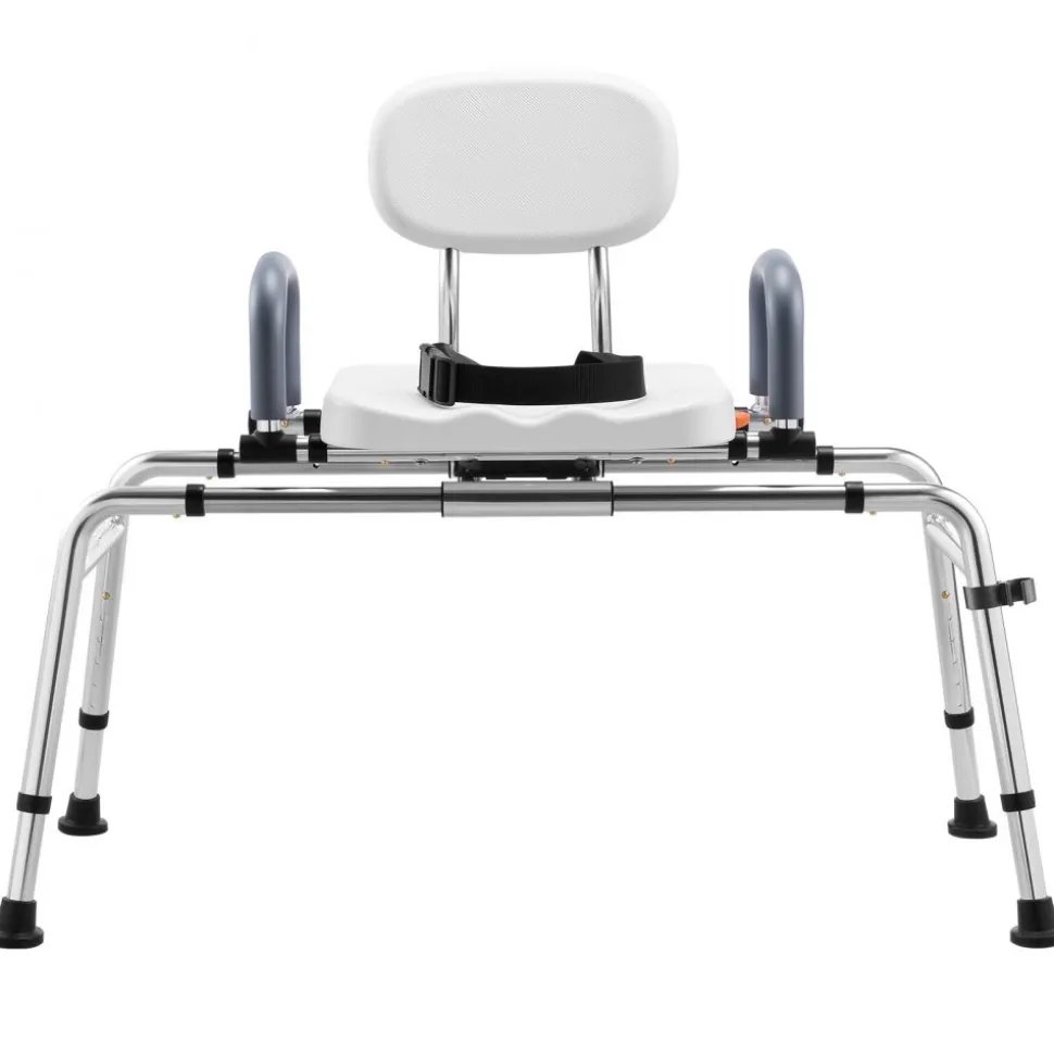 VEVOR Sliding Shower Chair, 400 lbs Tub Transfer Bench for Bathtub with Swivel Seat, Shower Bench with Pivoting Arms and Backrest, Height & Width Adjustable for Handicap, Seniors, Elderly and Disabled